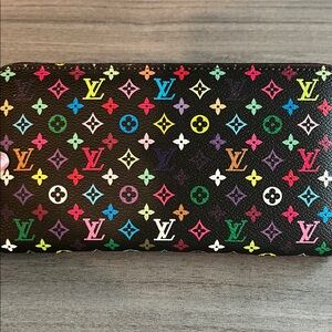 Louis Vuitton Black Multicolor Monogram Zip Wallet